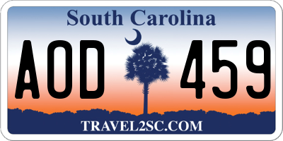 SC license plate AOD459