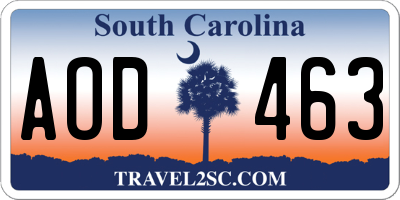 SC license plate AOD463