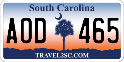 SC license plate AOD465