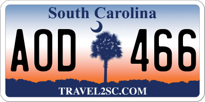 SC license plate AOD466