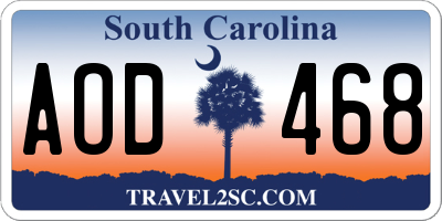 SC license plate AOD468