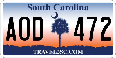 SC license plate AOD472