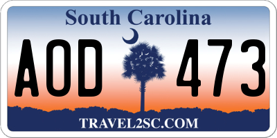 SC license plate AOD473