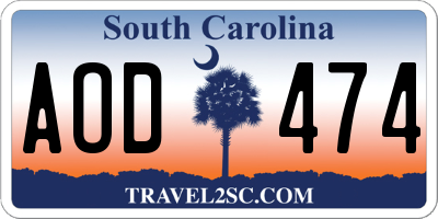 SC license plate AOD474