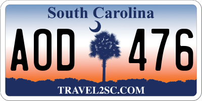 SC license plate AOD476