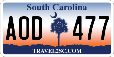 SC license plate AOD477