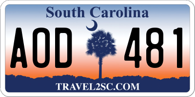 SC license plate AOD481