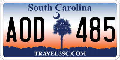SC license plate AOD485