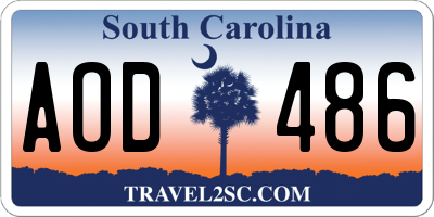 SC license plate AOD486