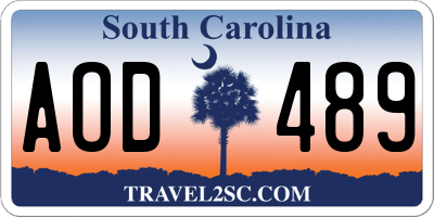 SC license plate AOD489