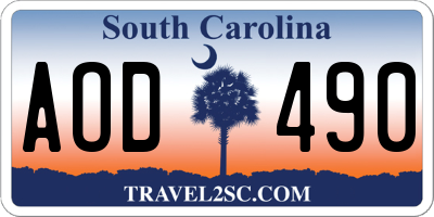 SC license plate AOD490