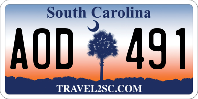 SC license plate AOD491