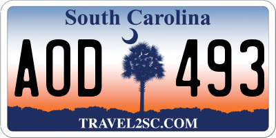 SC license plate AOD493