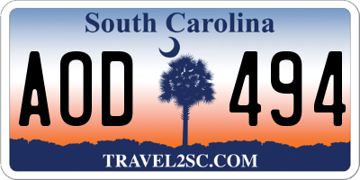 SC license plate AOD494