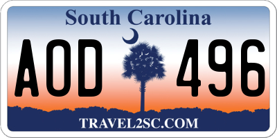 SC license plate AOD496