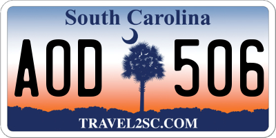 SC license plate AOD506