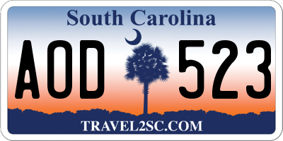 SC license plate AOD523