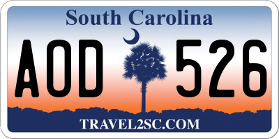 SC license plate AOD526