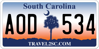 SC license plate AOD534