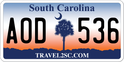 SC license plate AOD536
