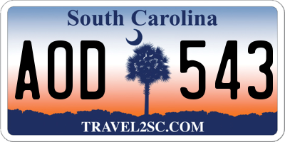 SC license plate AOD543