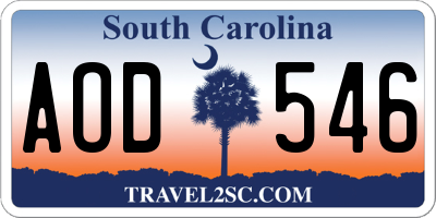 SC license plate AOD546