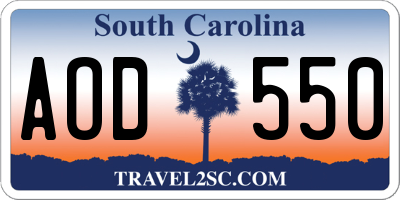 SC license plate AOD550