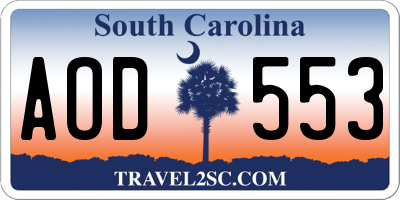 SC license plate AOD553