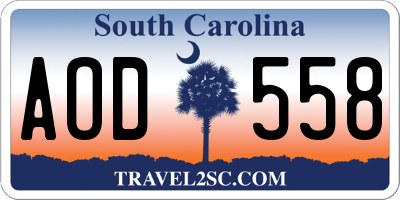 SC license plate AOD558