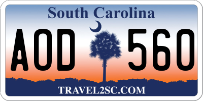 SC license plate AOD560