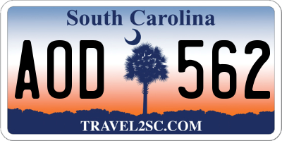 SC license plate AOD562