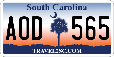 SC license plate AOD565