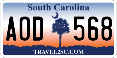 SC license plate AOD568
