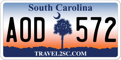 SC license plate AOD572