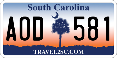 SC license plate AOD581