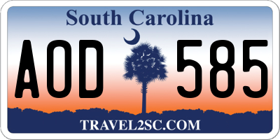 SC license plate AOD585