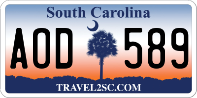 SC license plate AOD589