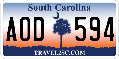 SC license plate AOD594