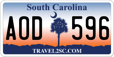 SC license plate AOD596
