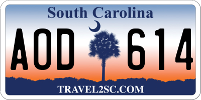 SC license plate AOD614