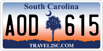 SC license plate AOD615