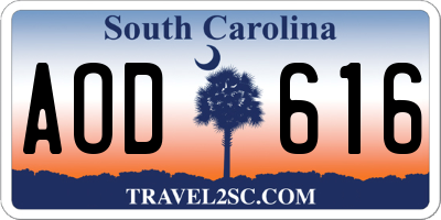 SC license plate AOD616