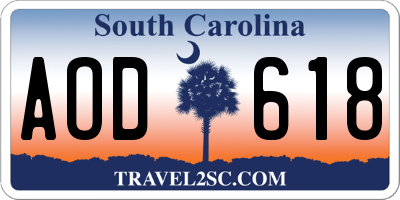 SC license plate AOD618
