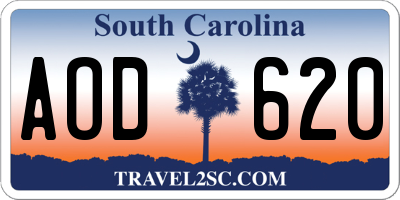 SC license plate AOD620