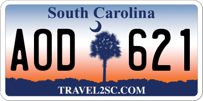SC license plate AOD621