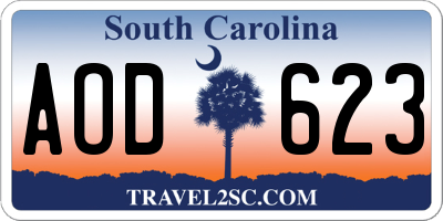 SC license plate AOD623