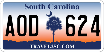 SC license plate AOD624