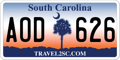 SC license plate AOD626
