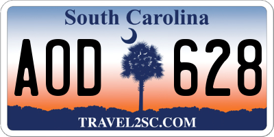 SC license plate AOD628