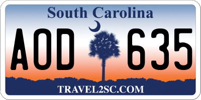 SC license plate AOD635